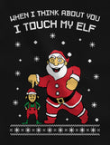I Touch My Elf Ugly Christmas 3/4 Women Sleeve Baseball Jersey Shirt