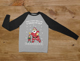 I Touch My Elf Ugly Christmas 3/4 Women Sleeve Baseball Jersey Shirt