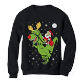 T-Rex Santa Ride Ugly Christmas Women Sweatshirt 