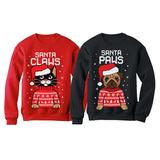 Santa Paws Santa Claws Ugly Christmas Sweatshirt Matching Couple Set