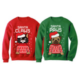 Santa Paws Santa Claws Ugly Christmas Sweatshirt Matching Couple Set