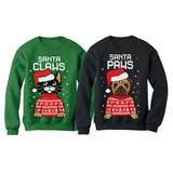 Santa Paws Santa Claws Ugly Christmas Sweatshirt Matching Couple Set