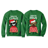 Santa Paws Santa Claws Ugly Christmas Sweatshirt Matching Couple Set