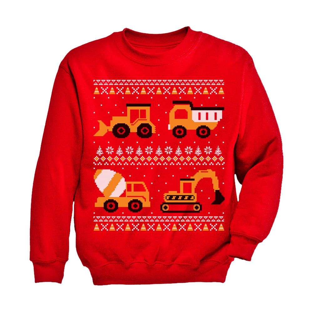 Tractors & Bulldozers Ugly Christmas Sweater Toddler Kids Sweatshirt