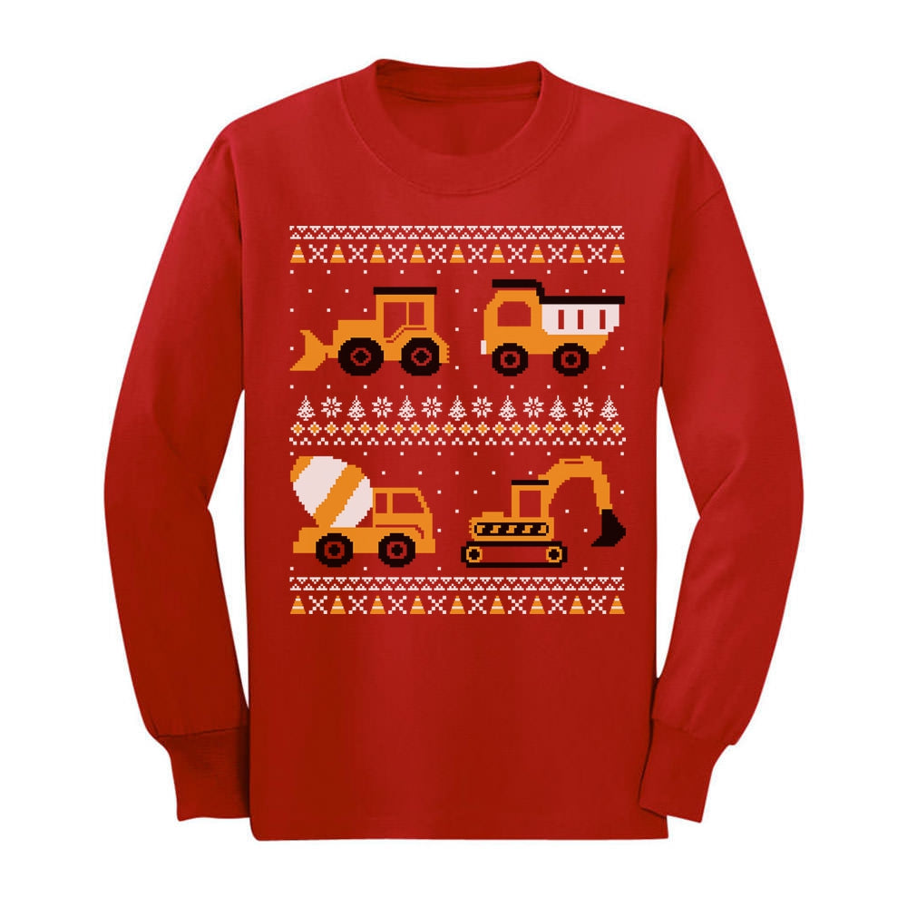 Tractors & Bulldozers Ugly Christmas Sweater Toddler Kids Long sleeve T-Shirt
