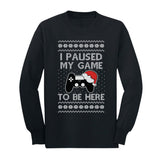 I Paused My Game to Be Here Ugly Christmas Youth Kids Long Sleeve T-Shirt 