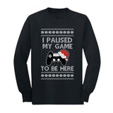 I Paused My Game to Be Here Ugly Christmas Youth Kids Long Sleeve T-Shirt