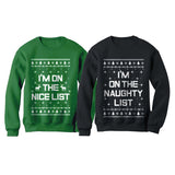 Nice & Naughty List Ugly Christmas Funny Couples Party Sweatshirt Set Holiday 