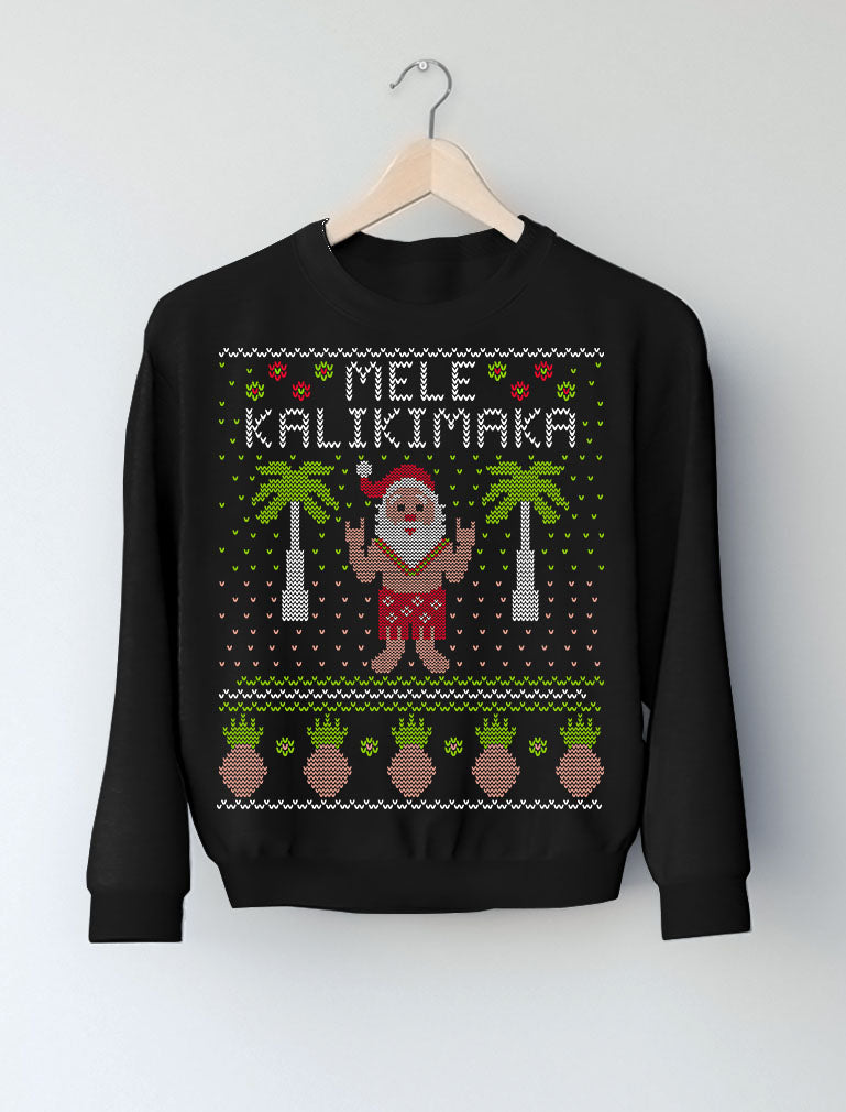 Mele Kalikimaka Santa Hawaiian Themed Ugly Christmas Sweatshirt