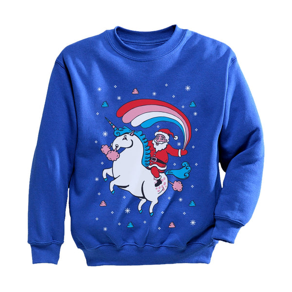 Santa riding sales a unicorn sweater