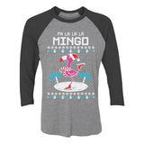 Fa La La Flamingo Ugly Christmas 3/4 Women Sleeve Baseball Jersey Shirt 