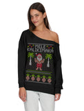 Mele Kalikimaka Santa Hawaiian Ugly Christmas Off shoulder sweatshirt 