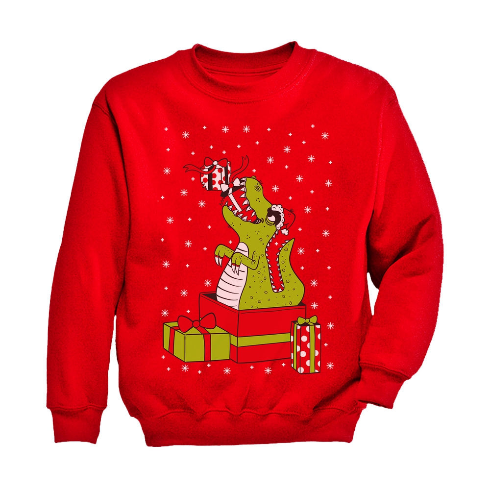 T-Rex Christmas Gift Dinosaur Ugly Xmas Toddler Kids Sweatshirt