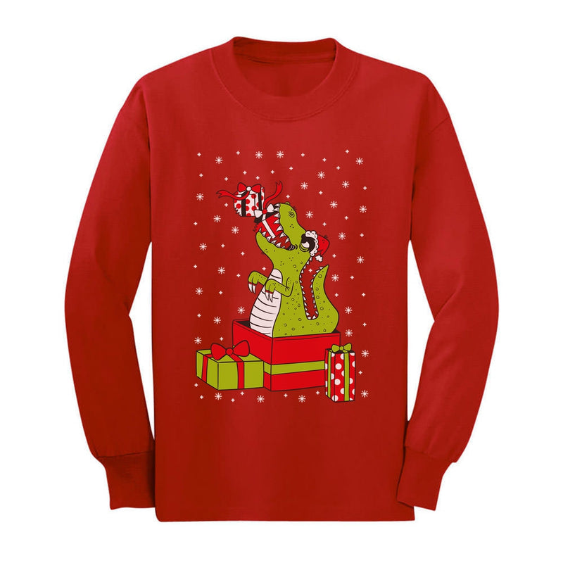 T-Rex Christmas Gift Dinosaur Ugly Xmas Toddler Kids Long sleeve T-Shirt