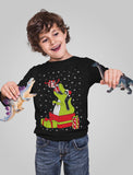 T-Rex Christmas Gift Dinosaur Ugly Xmas Toddler Kids Long sleeve T-Shirt 