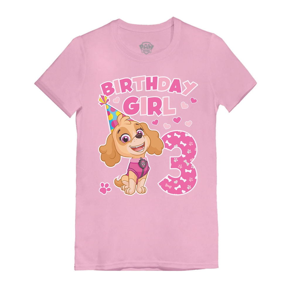 Birthday Girl Shirt Paw Patrol Skye 3rd Birthday Toddler Kids Girls' Fitted T-Shirt