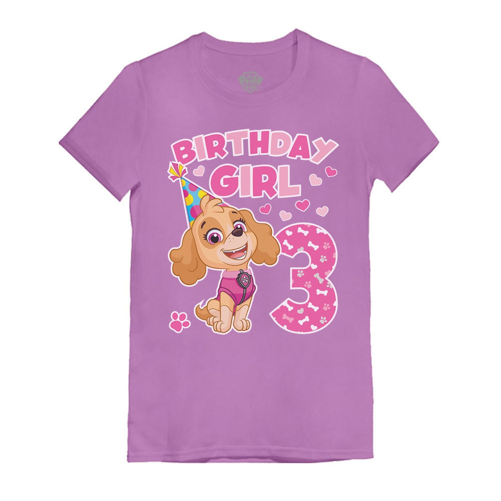 Birthday Girl Shirt Paw Patrol Skye 3rd Birthday Toddler Kids Girls' Fitted T-Shirt