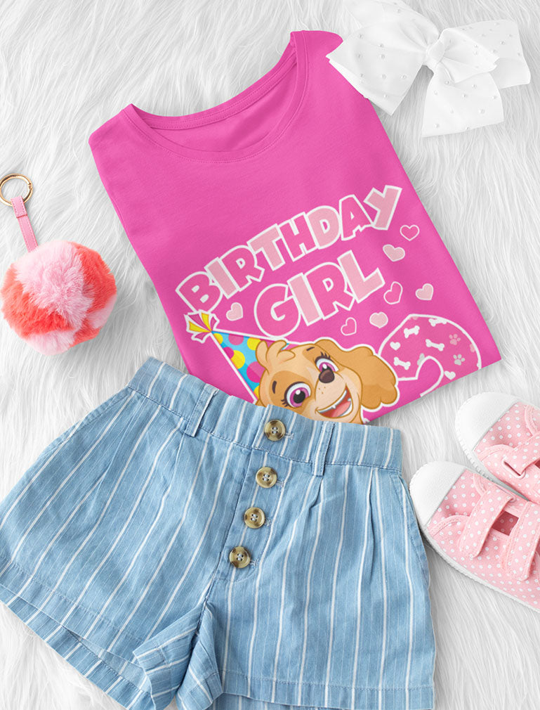 Birthday Girl Shirt Paw Patrol Skye 3rd Birthday Toddler Kids Girls' Fitted T-Shirt