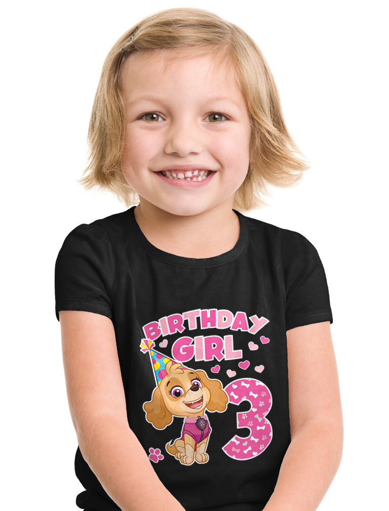 Birthday Girl Shirt Paw Patrol Skye 3rd Birthday Toddler Kids Girls' Fitted T-Shirt
