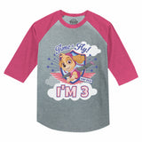 Paw Patrol Skye Girls 3rd Birthday Gift 3/4 Sleeve Baseball Jersey Toddler Shirt 