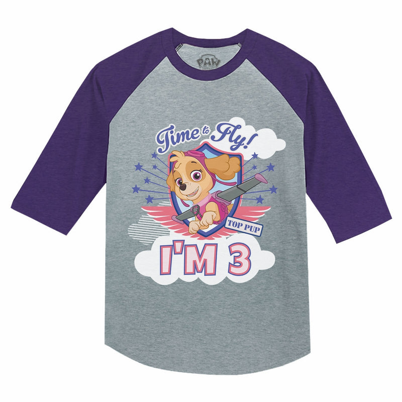Paw Patrol Skye Girls 3rd Birthday Gift 3/4 Sleeve Baseball Jersey Toddler Shirt