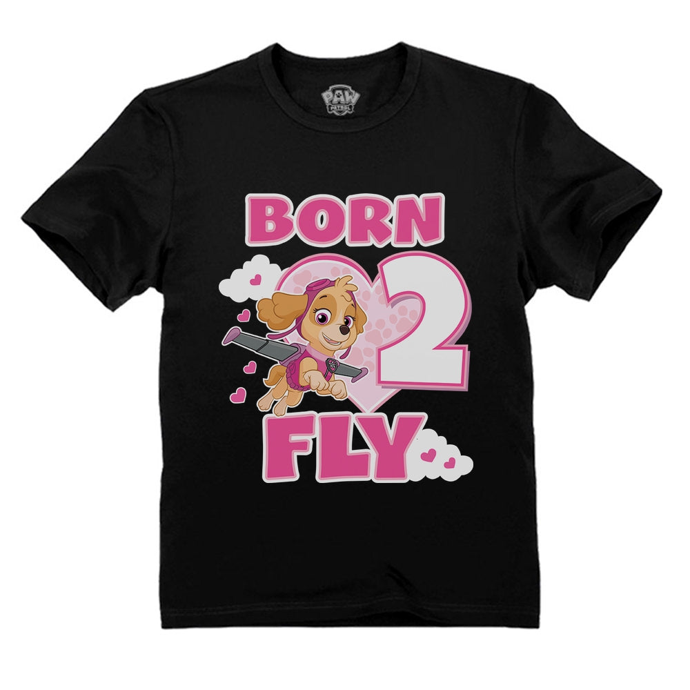 Birthday Girl Paw Patrol Skye Born 2 Fly 2nd Birthday Toddler Kids T-Shirt
