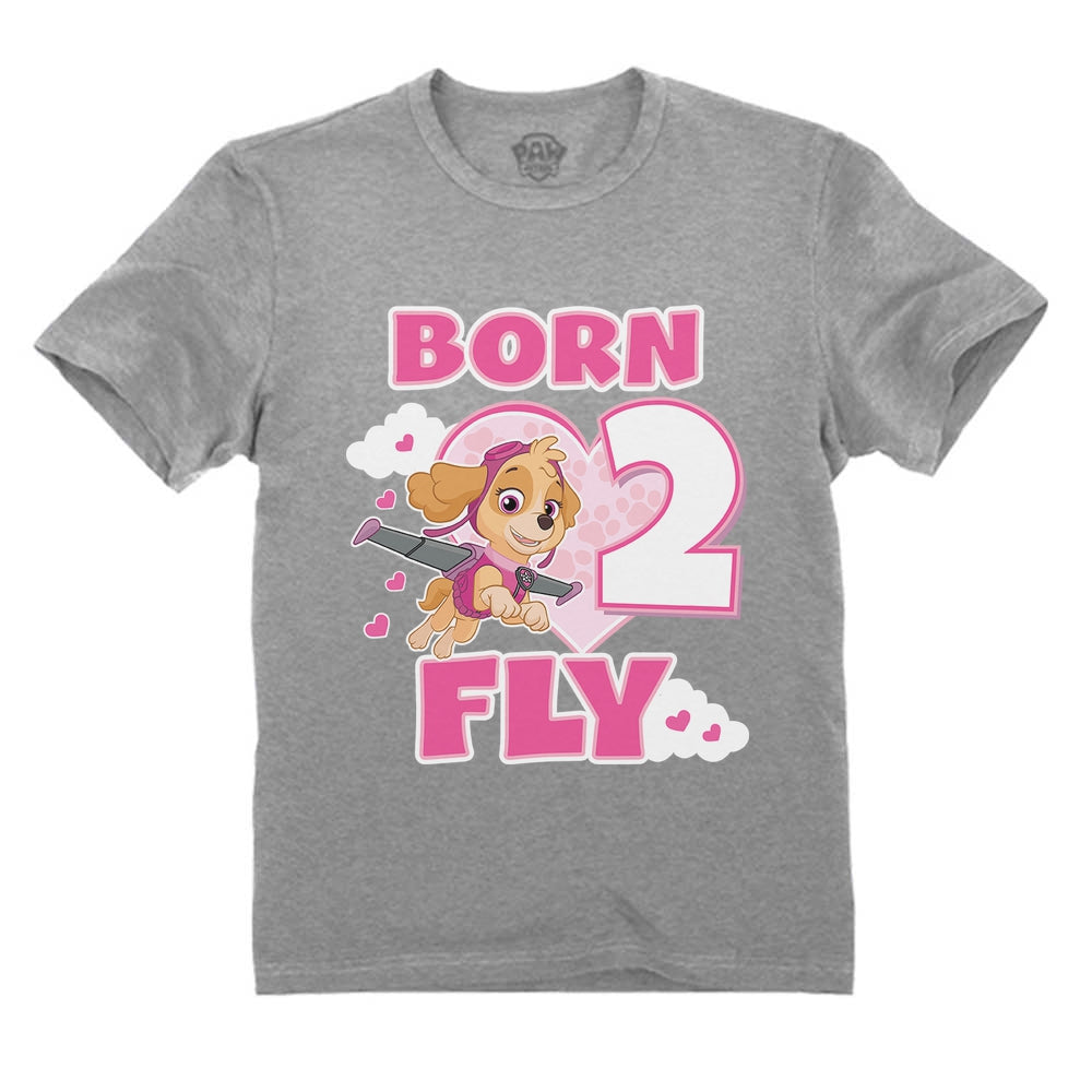 Birthday Girl Paw Patrol Skye Born 2 Fly 2nd Birthday Toddler Kids T-Shirt
