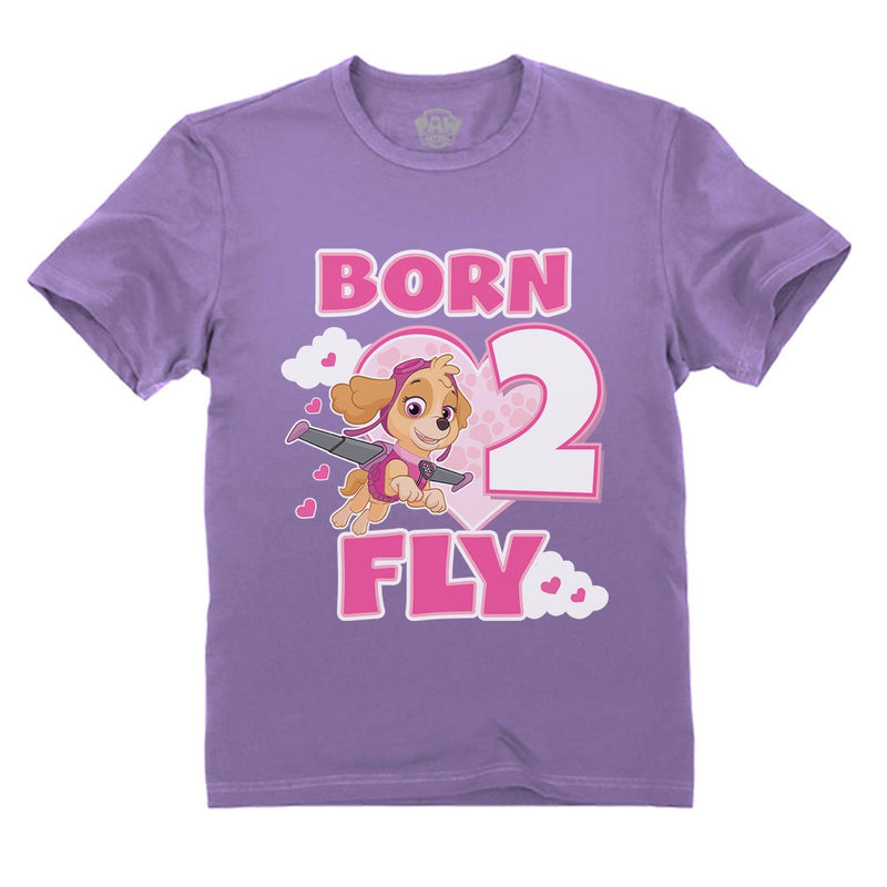 Birthday Girl Paw Patrol Skye Born 2 Fly 2nd Birthday Toddler Kids T-Shirt
