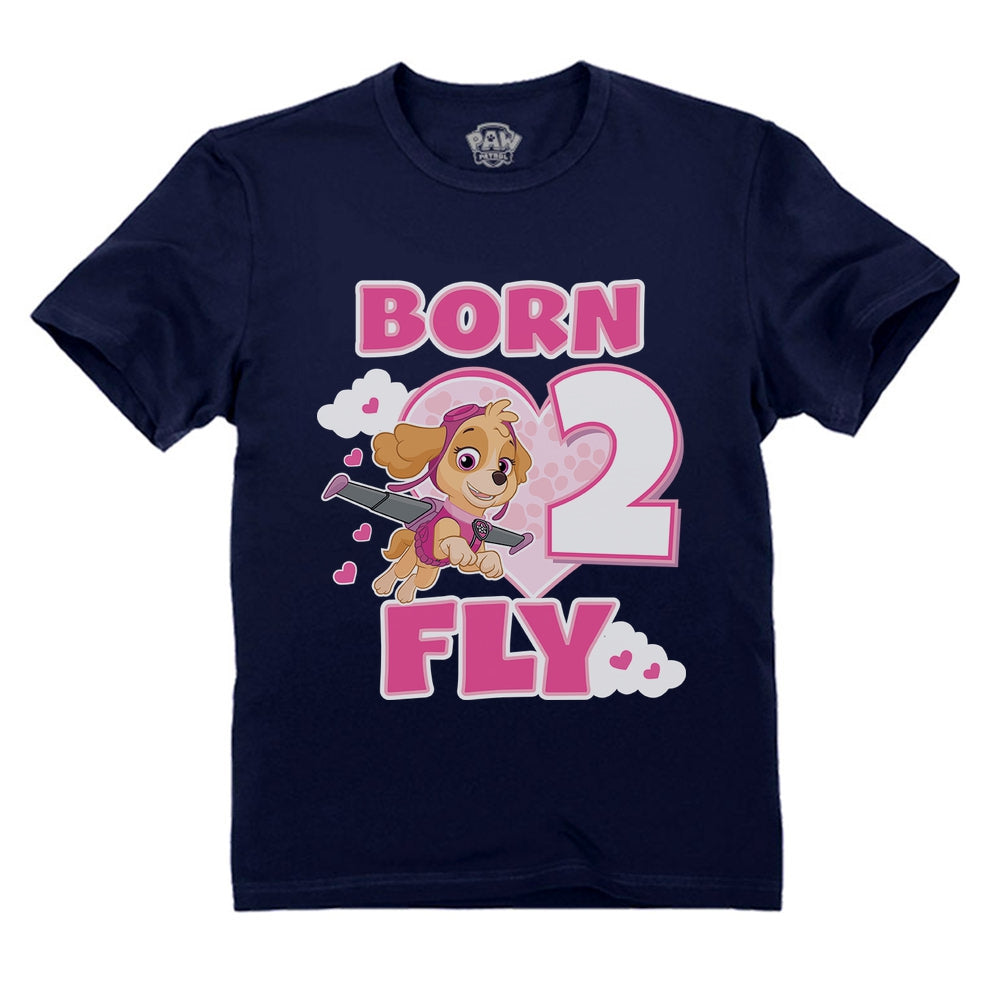 Birthday Girl Paw Patrol Skye Born 2 Fly 2nd Birthday Toddler Kids T-Shirt