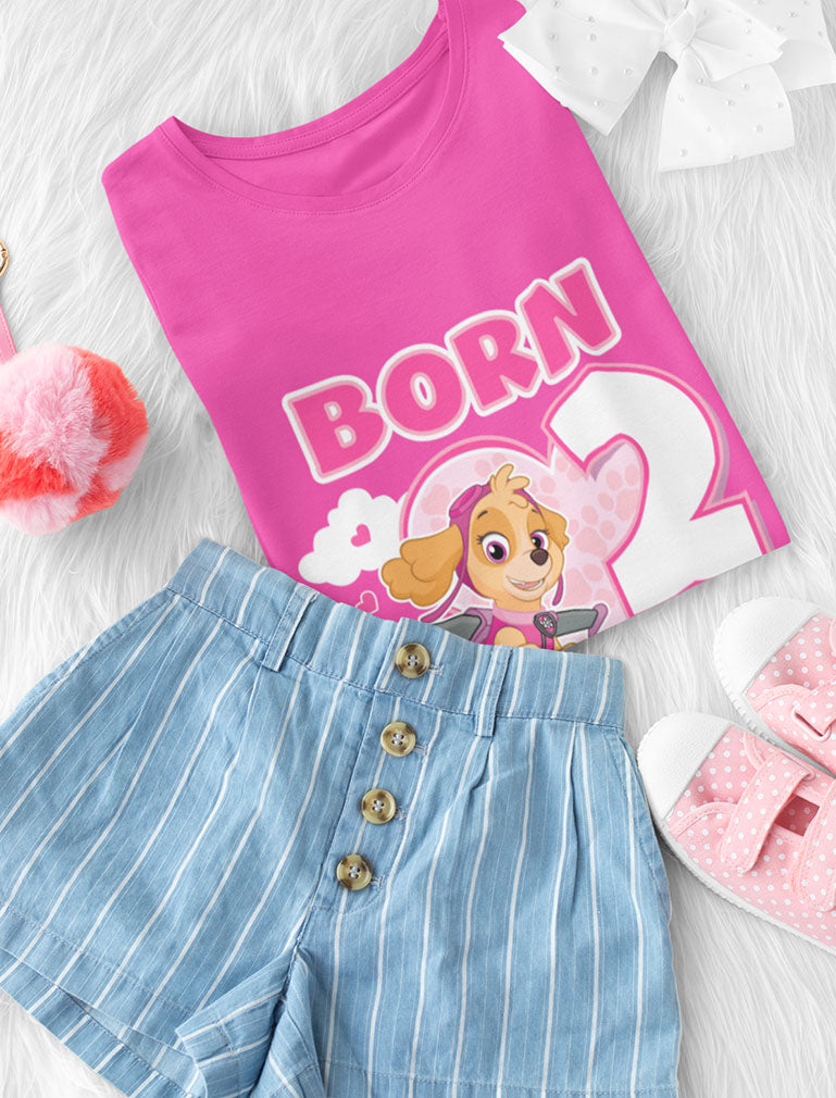 Birthday Girl Paw Patrol Skye Born 2 Fly 2nd Birthday Toddler Kids T-Shirt