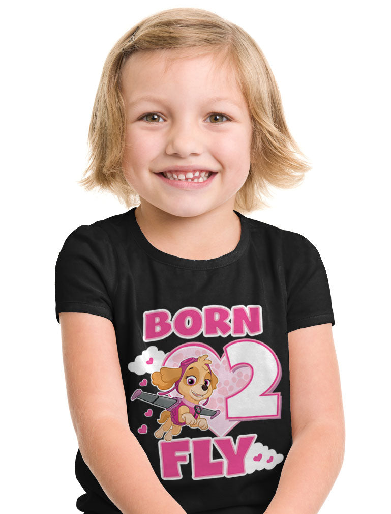Birthday Girl Paw Patrol Skye Born 2 Fly 2nd Birthday Toddler Kids T-Shirt