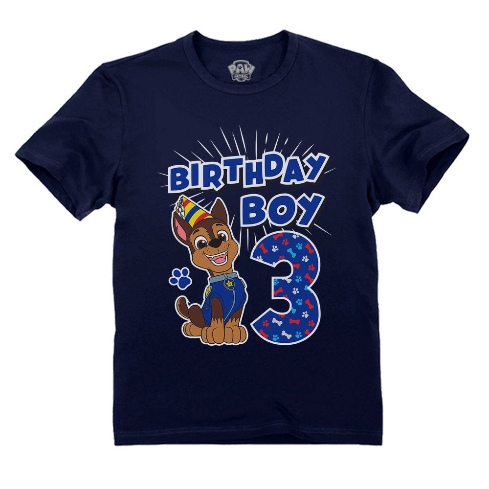 Official Paw Patrol Chase Boys 3rd Birthday Toddler Kids T-Shirt