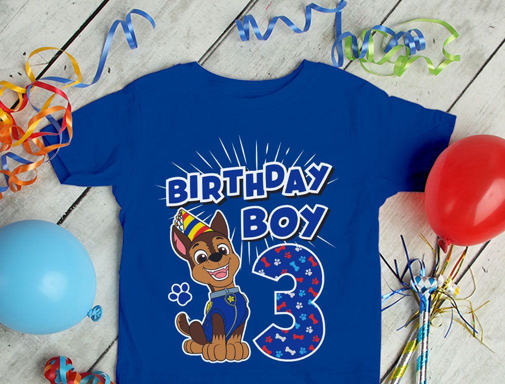 Official Paw Patrol Chase Boys 3rd Birthday Toddler Kids T-Shirt