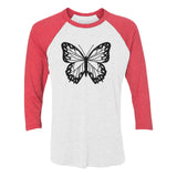 Butterfly 3/4 Women Sleeve Baseball Jersey Shirt 