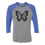 Butterfly 3/4 Women Sleeve Baseball Jersey Shirt 