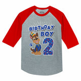 Paw Patrol Chase Boys 2nd Birthday 3/4 Sleeve Baseball Jersey Toddler Shirt 