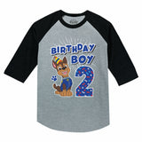 Paw Patrol Chase Boys 2nd Birthday 3/4 Sleeve Baseball Jersey Toddler Shirt 