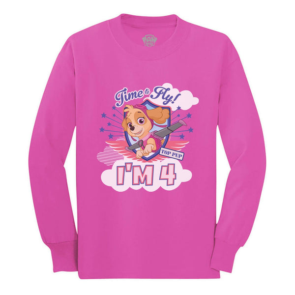 I'm 4 Paw Patrol Skye 4th Birthday Gift Toddler Kids Long sleeve T