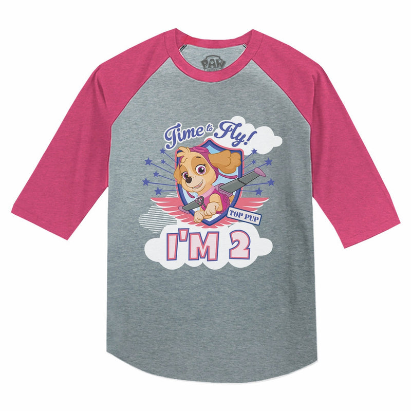 Skye I'm 2 Paw Patrol 2nd Birthday 3/4 Sleeve Baseball Jersey Toddler Shirt