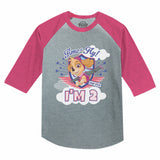 Skye I'm 2 Paw Patrol 2nd Birthday 3/4 Sleeve Baseball Jersey Toddler Shirt 