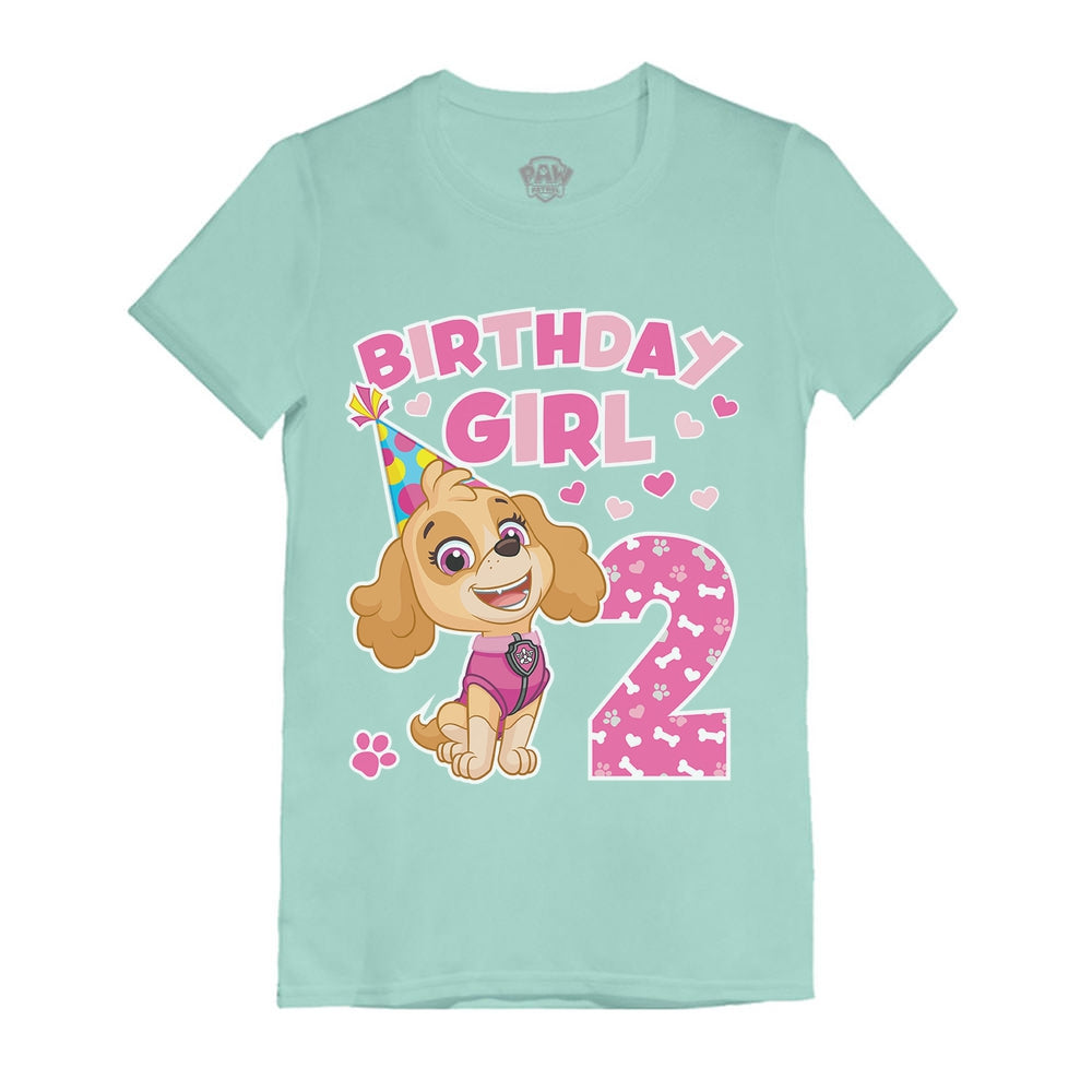 Birthday Girl Skye Paw Patrol 2nd Birthday Toddler Kids Girls' Fitted T-Shirt