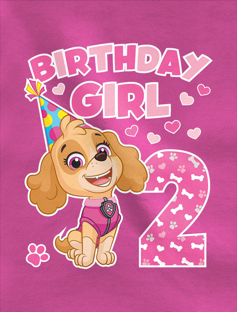 Birthday Girl Skye Paw Patrol 2nd Birthday Toddler Kids Girls' Fitted T-Shirt