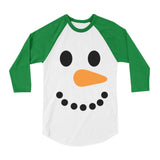 Snowman Shirt Christmas Holiday Cute Toddler Raglan 3/4 Sleeve Baseball Tee 