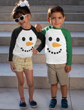 Snowman Shirt Christmas Holiday Cute Toddler Raglan 3/4 Sleeve Baseball Tee 