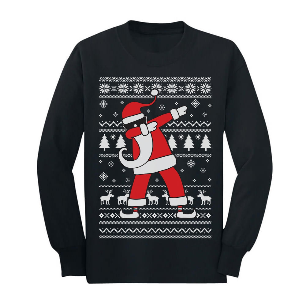 Dabbing Santa Funny Ugly Christmas Party Youth Long Sleeve T-Shirt
