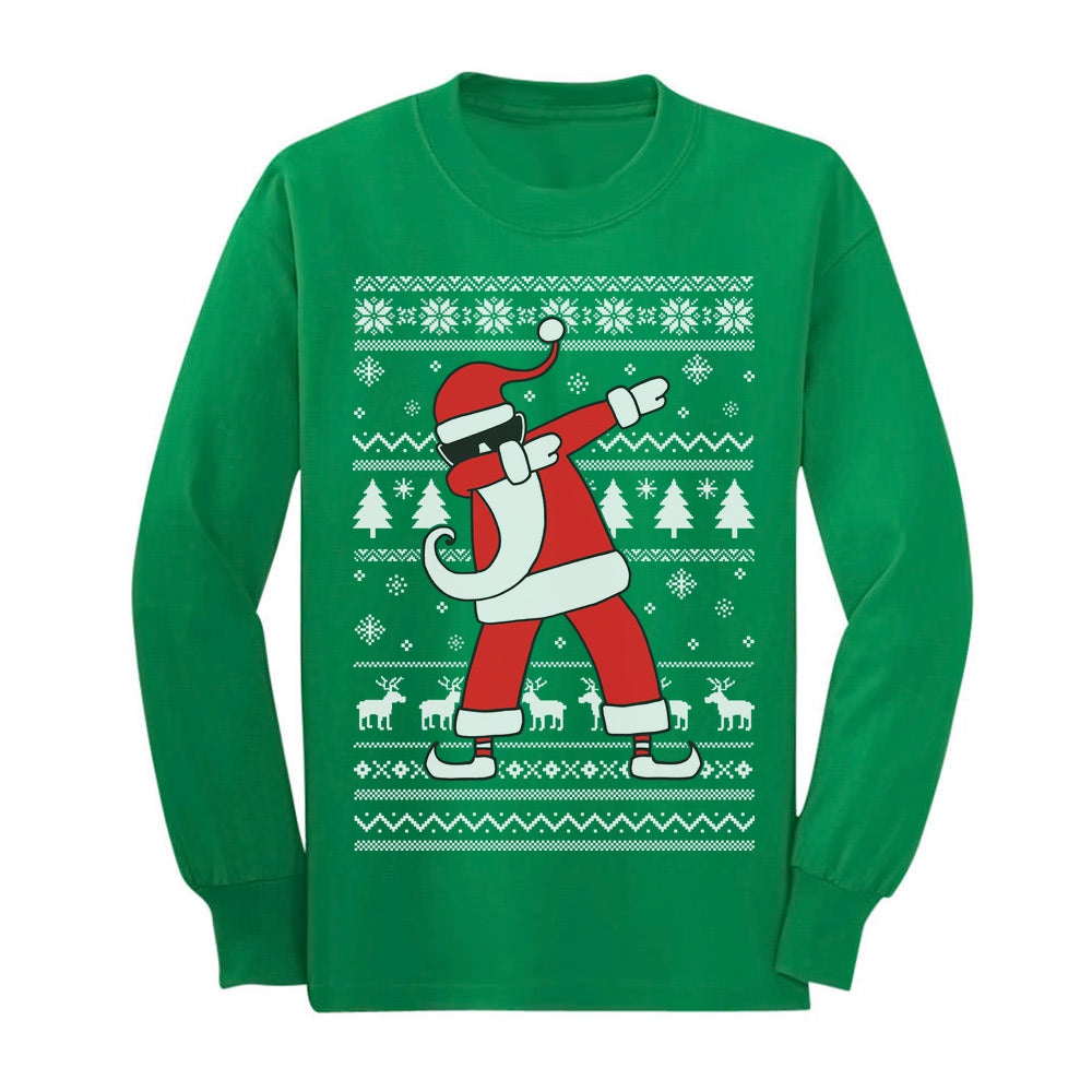 Dabbing Santa Funny Ugly Christmas Party Youth Long Sleeve T-Shirt
