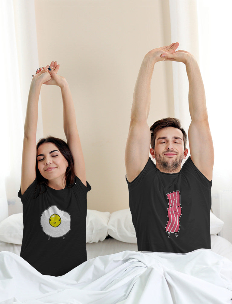 Bacon & Eggs Matching Valentine's Day His & Hers Couples T-Shirts Funny Gift Set