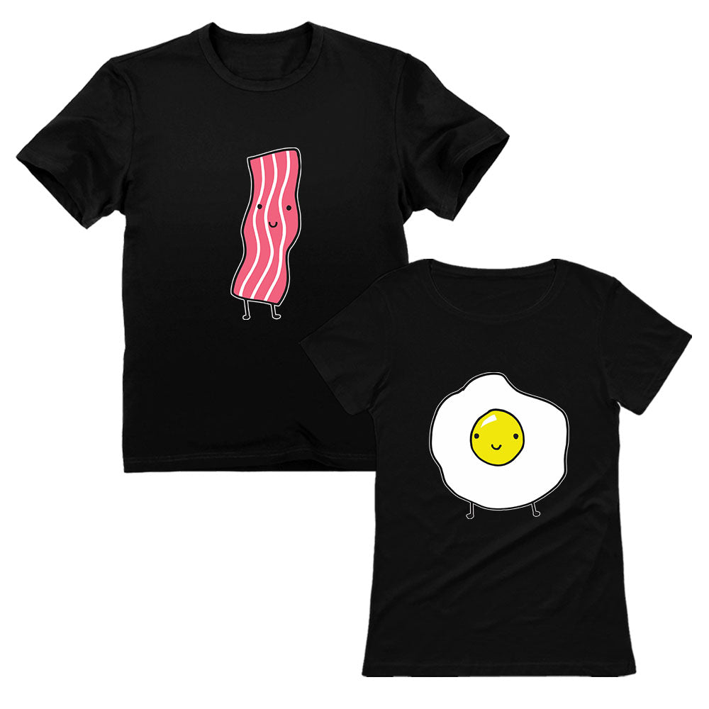 Bacon & Eggs Matching Valentine's Day His & Hers Couples T-Shirts Funny Gift Set