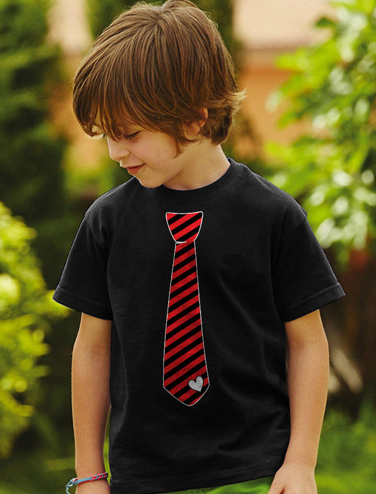 Red Stripes Heart Tie Love - Valentine's Day Toddler Kids T-Shirt