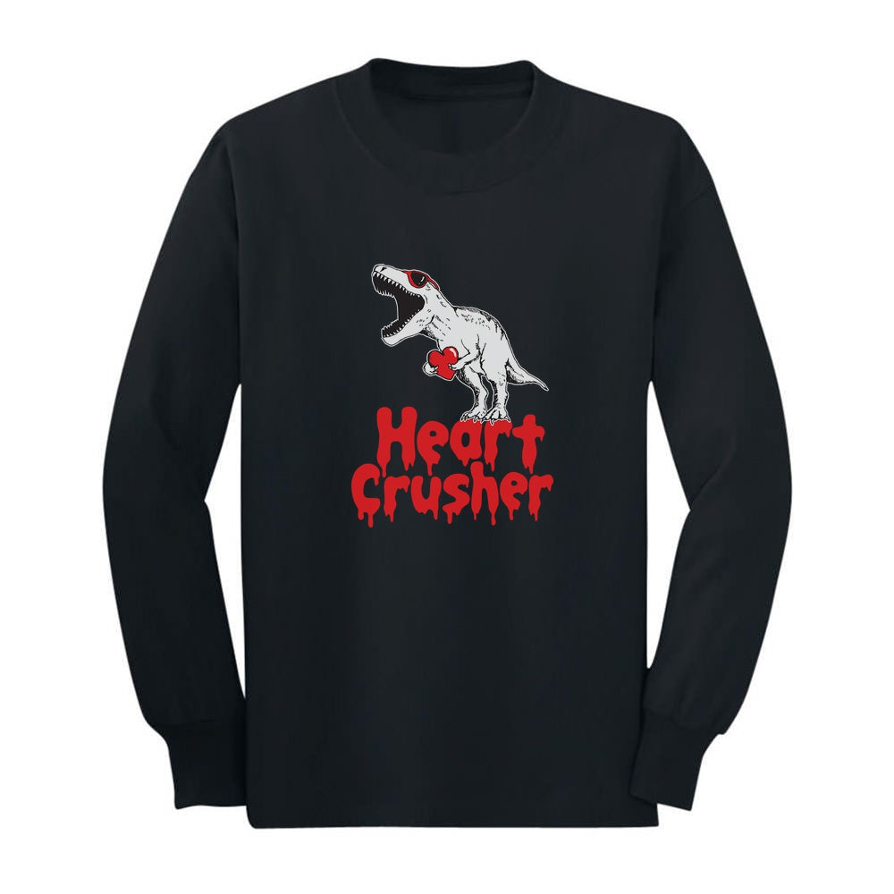 Heart Crusher T-Rex Love Valentine's Day Gift Toddler Kids Long sleeve T-Shirt